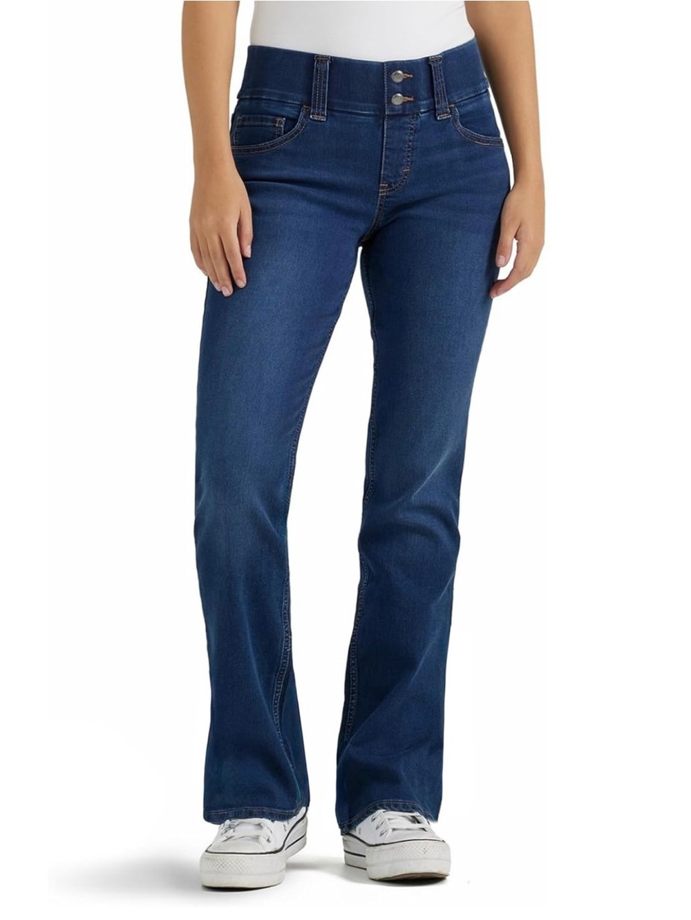 Lee Riders Waist Smoother Bootcut Jeans Pull-on Tummy Control Midrise Dark Wash
